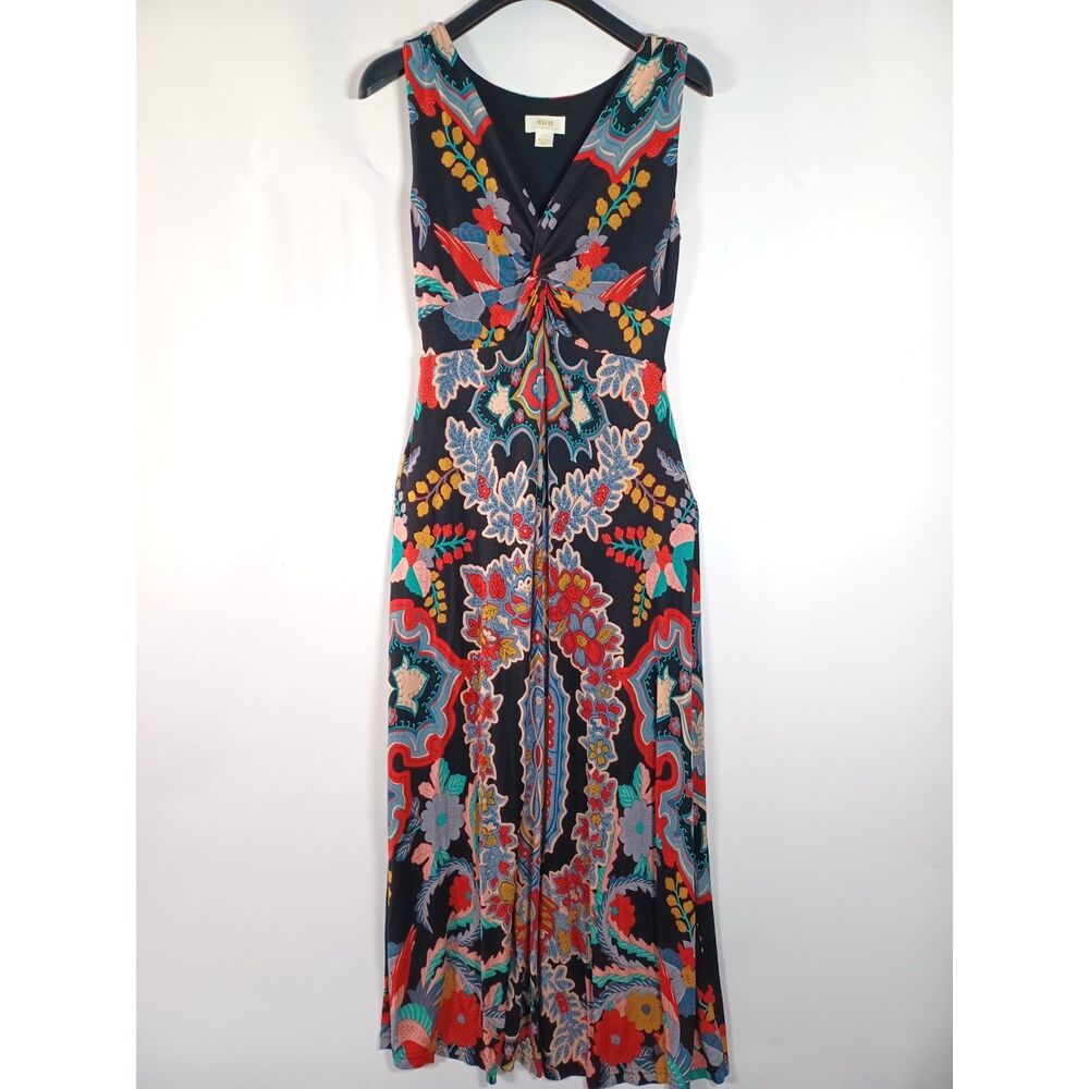 Maeve Anthropologie Camilla Maxi Dress Babydoll Knot Front Boho Beachy Colorful